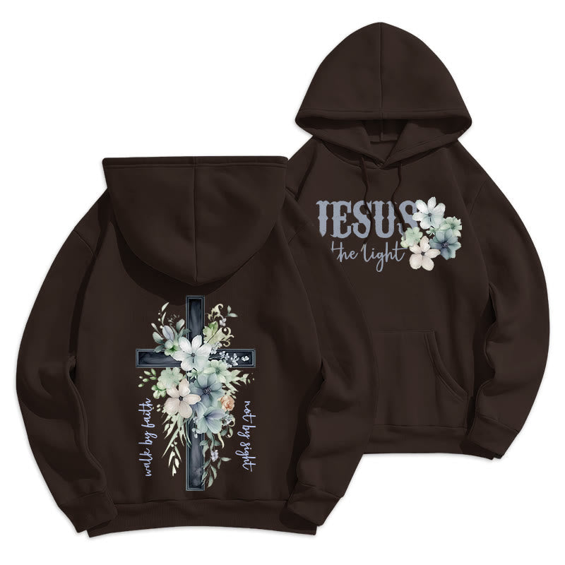 Jesus the Light Walk by Faith Fleece Lined Polyester Hoodie