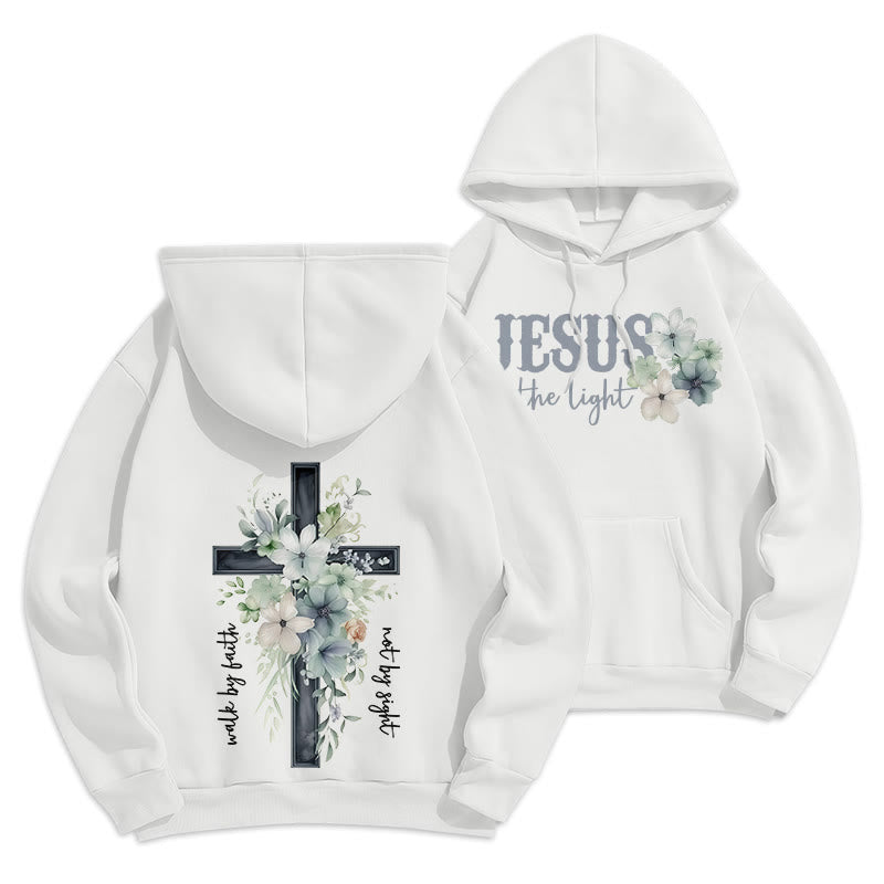Jesus the Light Walk by Faith Fleece Lined Polyester Hoodie