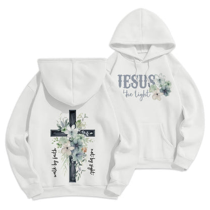 Jesus the Light Walk by Faith Fleece Lined Polyester Hoodie