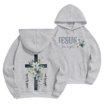 Jesus the Light Walk by Faith Fleece Lined Polyester Hoodie