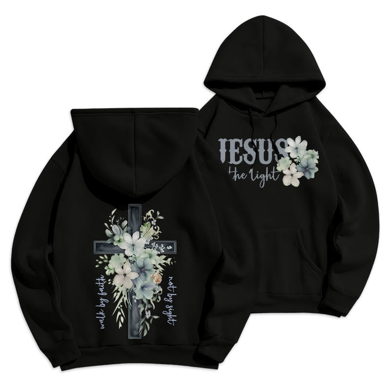 Jesus the Light Walk by Faith Fleece Lined Polyester Hoodie