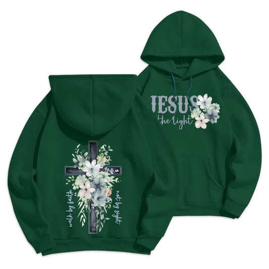 Jesus the Light Walk by Faith Fleece Lined Polyester Hoodie