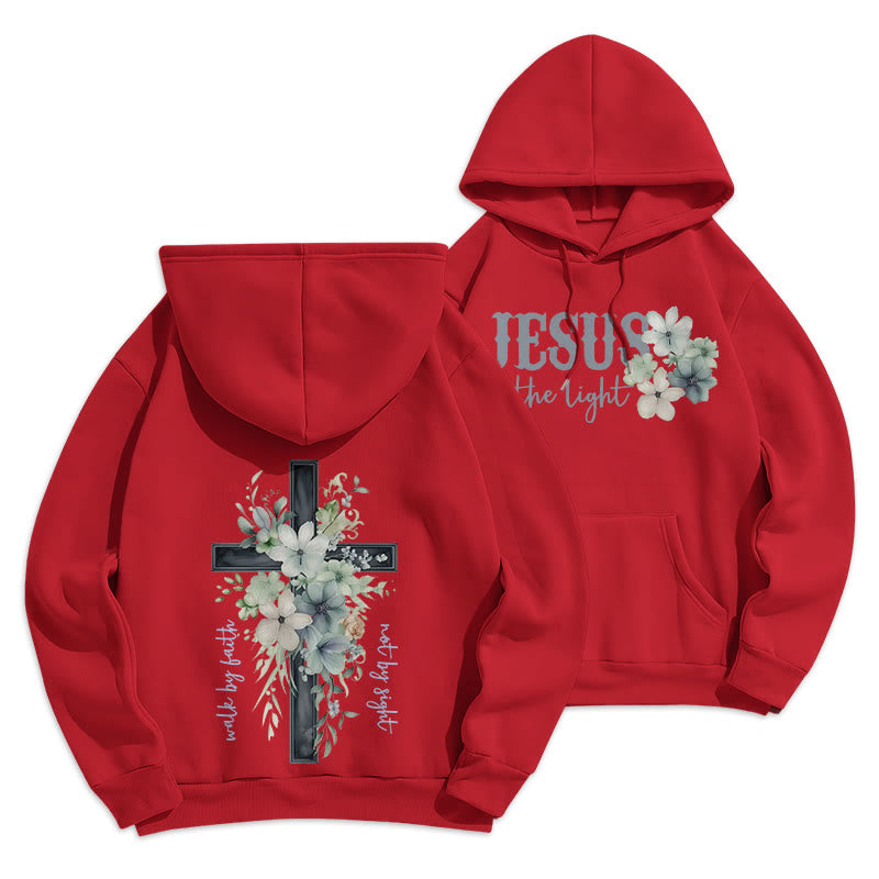 Jesus the Light Walk by Faith Fleece Lined Polyester Hoodie
