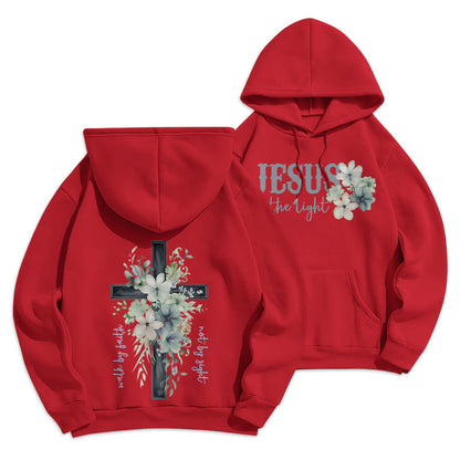 Jesus the Light Walk by Faith Fleece Lined Polyester Hoodie