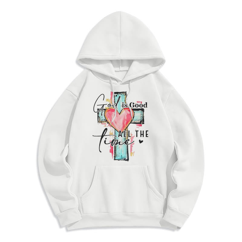 God is Good All the Time Cross Fleece Lined Polyester Hoodie