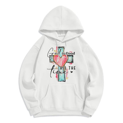 God is Good All the Time Cross Fleece Lined Polyester Hoodie