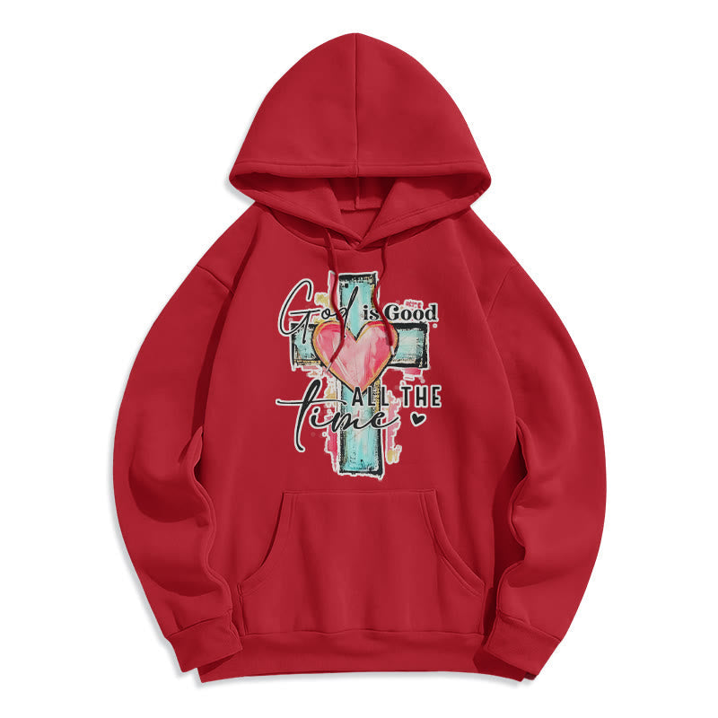 God is Good All the Time Cross Fleece Lined Polyester Hoodie