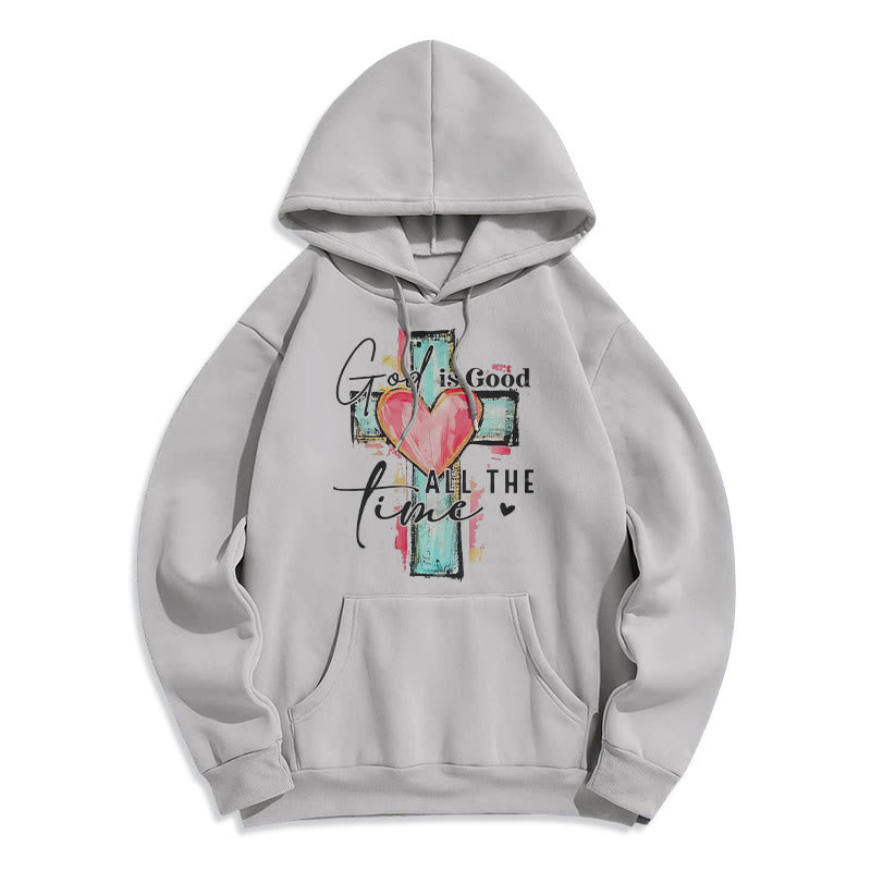 God is Good All the Time Cross Fleece Lined Polyester Hoodie