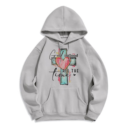 God is Good All the Time Cross Fleece Lined Polyester Hoodie