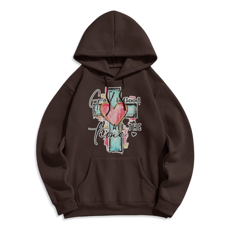 God is Good All the Time Cross Fleece Lined Polyester Hoodie