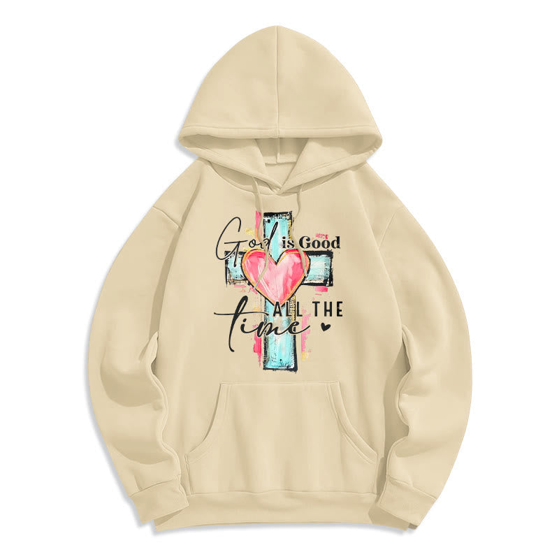 God is Good All the Time Cross Fleece Lined Polyester Hoodie
