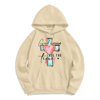 God is Good All the Time Cross Fleece Lined Polyester Hoodie