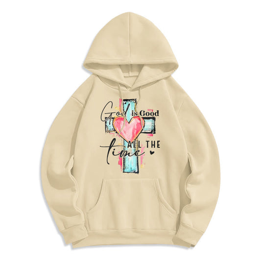 God is Good All the Time Cross Fleece Lined Polyester Hoodie
