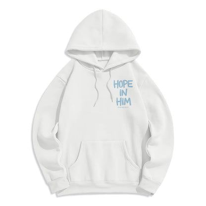 Hope in Him Psalm 62:5 Fleece Lined Polyester Hoodie: His Hope in Every Wear