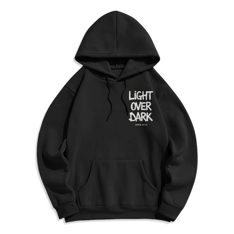 Light Over Dark John 8:12 Fleece Lined Polyester Hoodie
