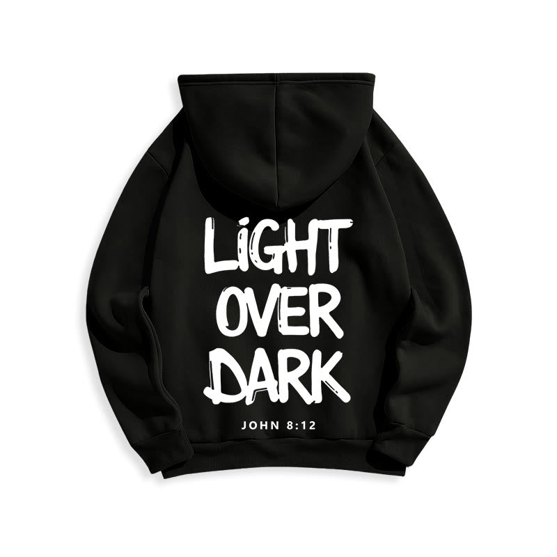 Light Over Dark John 8:12 Fleece Lined Polyester Hoodie