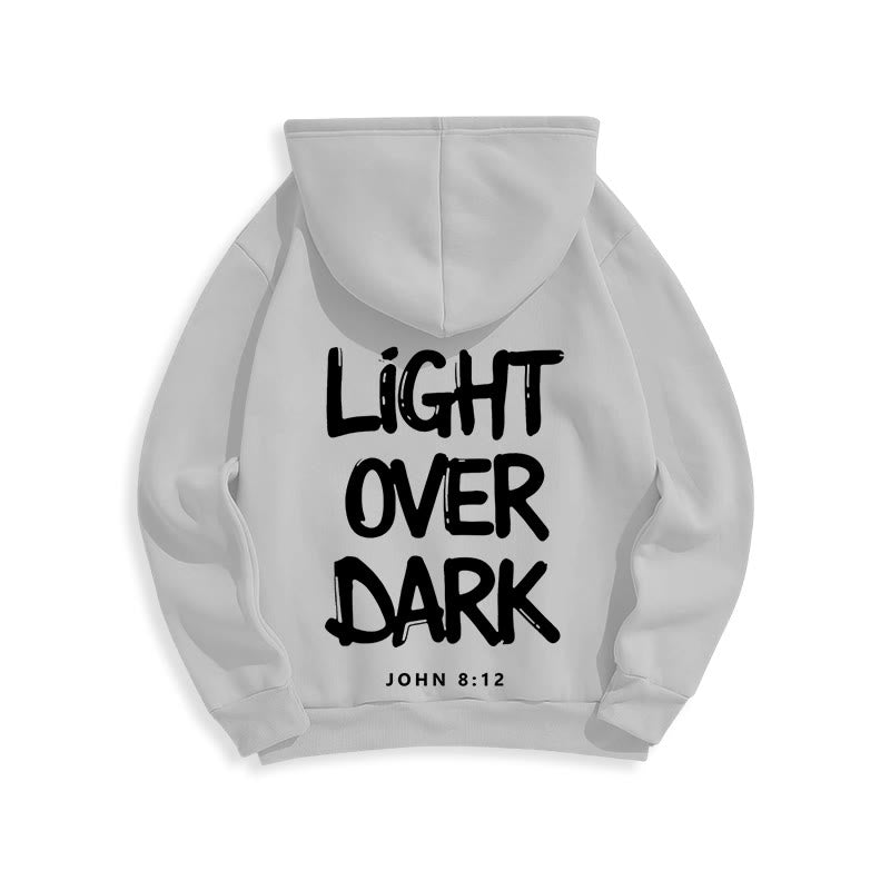 Light Over Dark John 8:12 Fleece Lined Polyester Hoodie