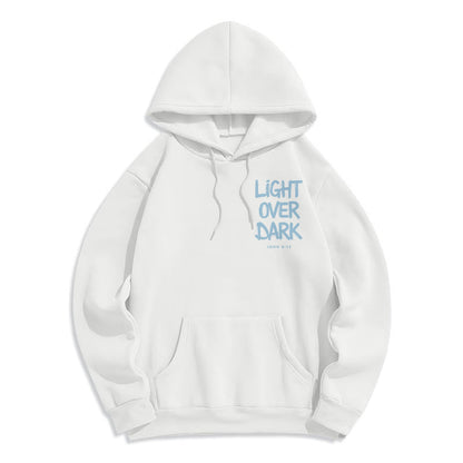 Light Over Dark John 8:12 Fleece Lined Polyester Hoodie