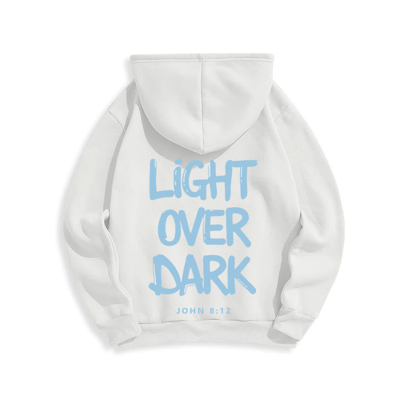 Light Over Dark John 8:12 Fleece Lined Polyester Hoodie