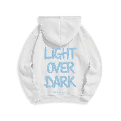 Light Over Dark John 8:12 Fleece Lined Polyester Hoodie