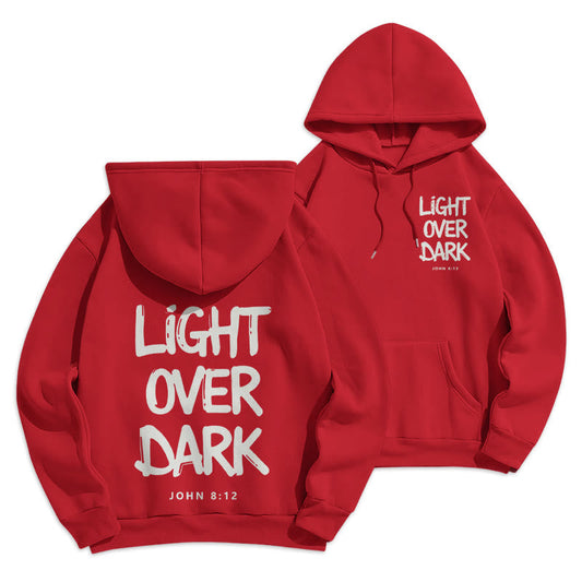 Light Over Dark John 8:12 Fleece Lined Polyester Hoodie