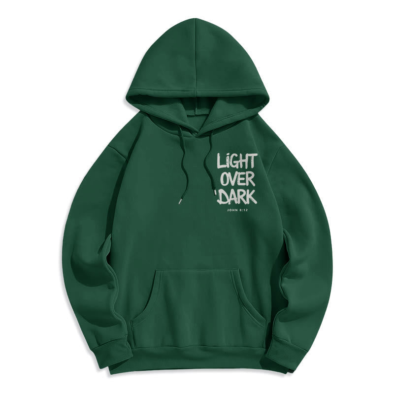 Light Over Dark John 8:12 Fleece Lined Polyester Hoodie