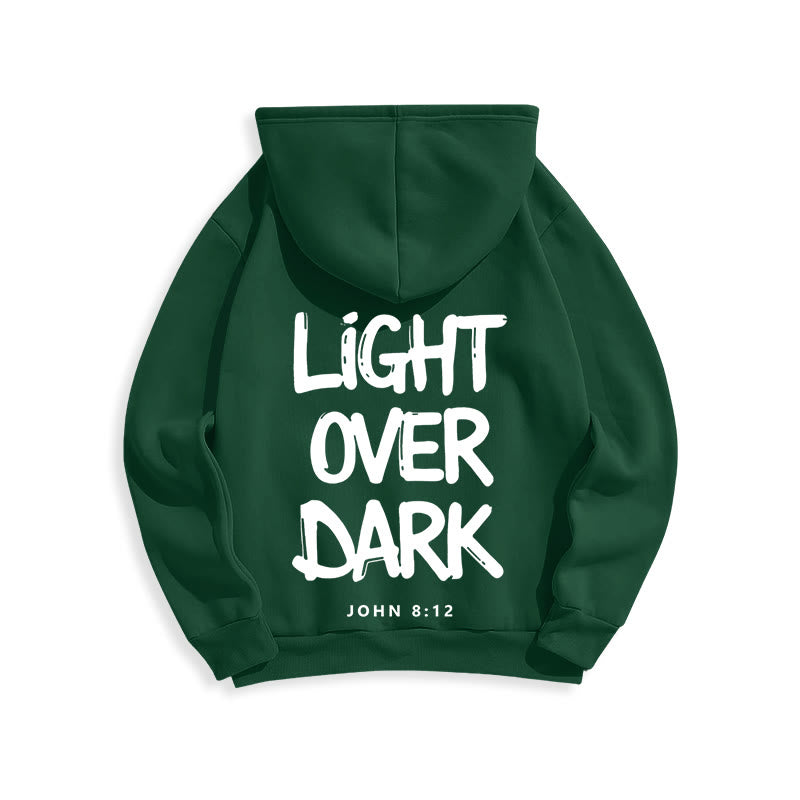 Light Over Dark John 8:12 Fleece Lined Polyester Hoodie