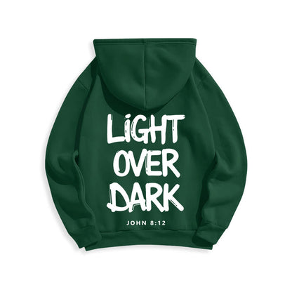 Light Over Dark John 8:12 Fleece Lined Polyester Hoodie
