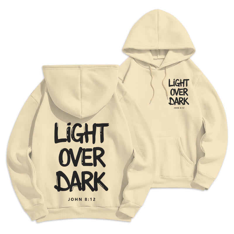 Light Over Dark John 8:12 Fleece Lined Polyester Hoodie