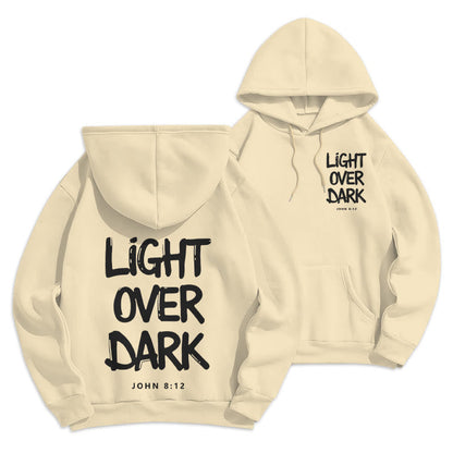 Light Over Dark John 8:12 Fleece Lined Polyester Hoodie