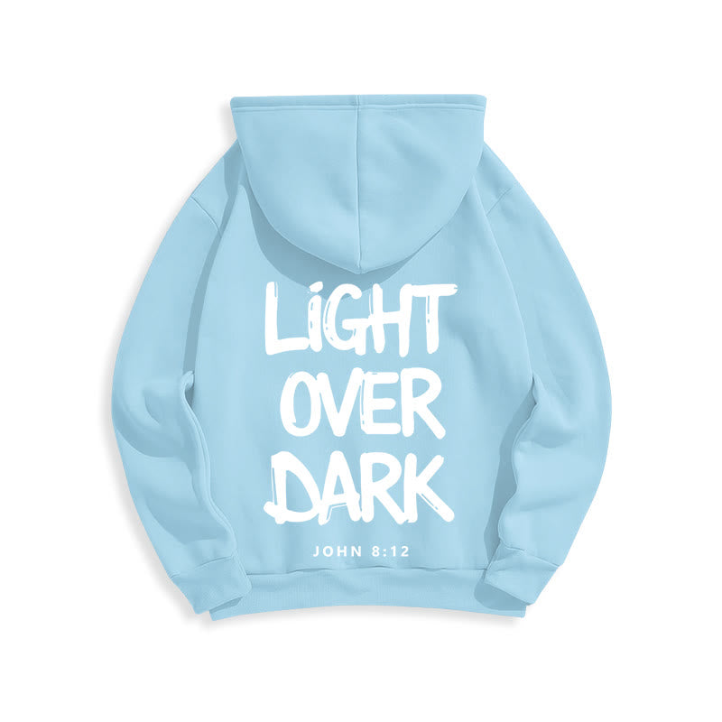 Light Over Dark John 8:12 Fleece Lined Polyester Hoodie