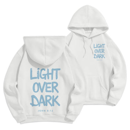 Light Over Dark John 8:12 Fleece Lined Polyester Hoodie