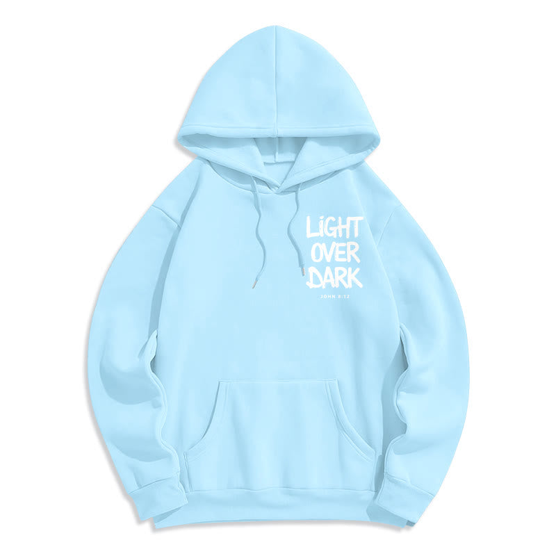Light Over Dark John 8:12 Fleece Lined Polyester Hoodie