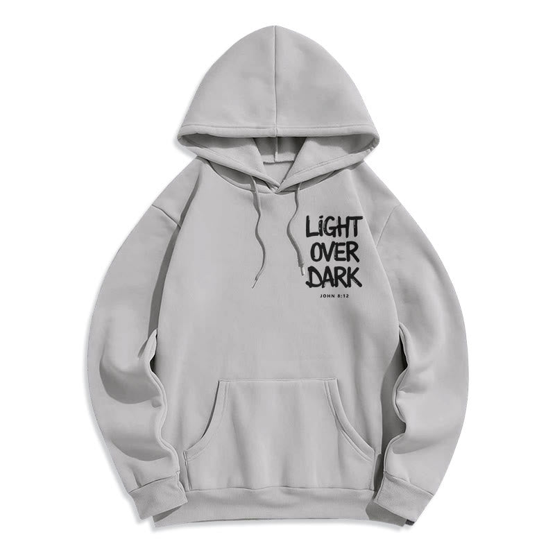 Light Over Dark John 8:12 Fleece Lined Polyester Hoodie