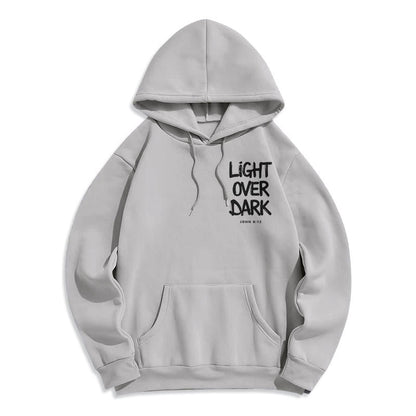 Light Over Dark John 8:12 Fleece Lined Polyester Hoodie