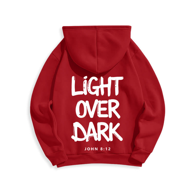 Light Over Dark John 8:12 Fleece Lined Polyester Hoodie