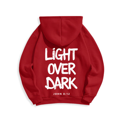 Light Over Dark John 8:12 Fleece Lined Polyester Hoodie
