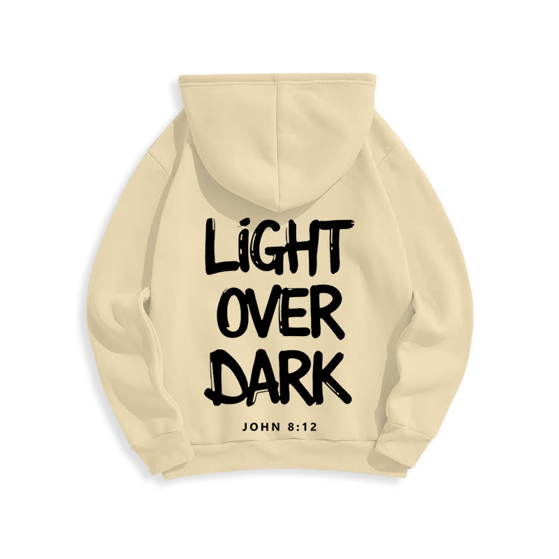 Light Over Dark John 8:12 Fleece Lined Polyester Hoodie