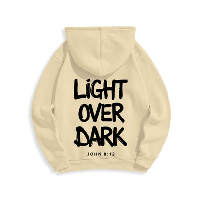 Light Over Dark John 8:12 Fleece Lined Polyester Hoodie