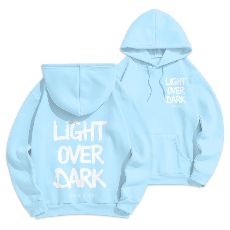 Light Over Dark John 8:12 Fleece Lined Polyester Hoodie