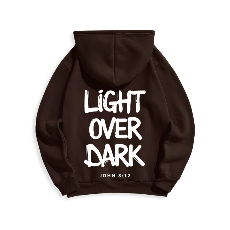 Light Over Dark John 8:12 Fleece Lined Polyester Hoodie