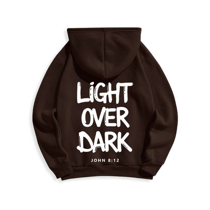 Light Over Dark John 8:12 Fleece Lined Polyester Hoodie