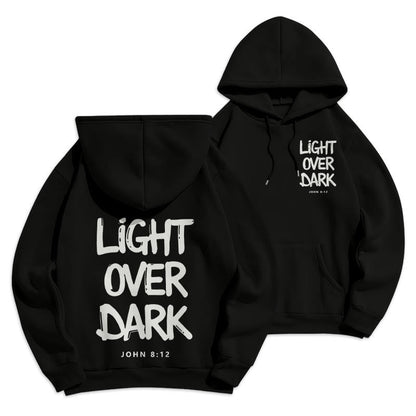 Light Over Dark John 8:12 Fleece Lined Polyester Hoodie