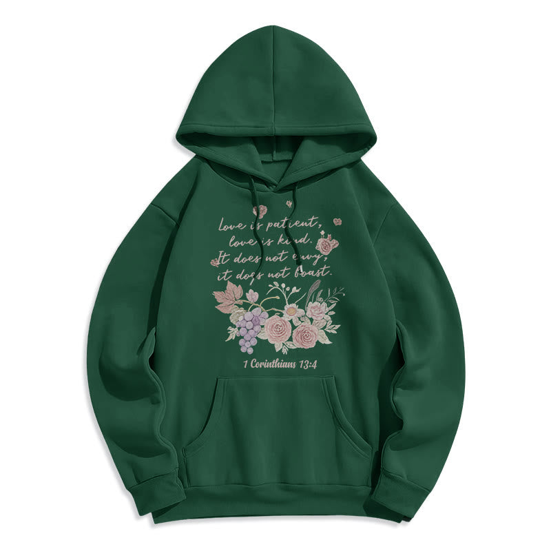 1 Corinthians 13:4 Love is Patient Fleece Lined Polyester Hoodie