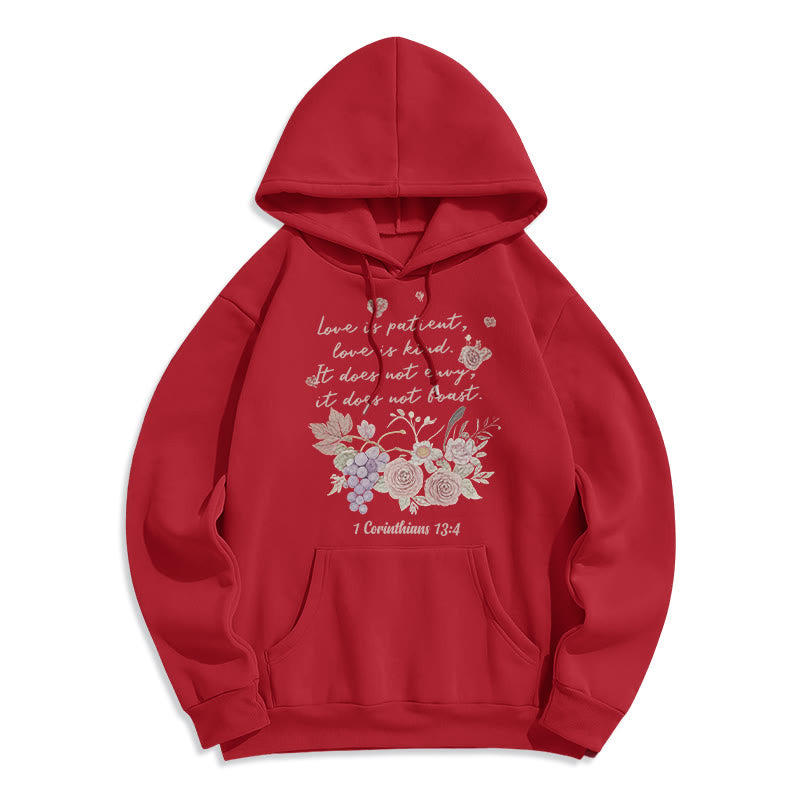 1 Corinthians 13:4 Love is Patient Fleece Lined Polyester Hoodie