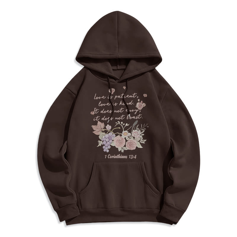 1 Corinthians 13:4 Love is Patient Fleece Lined Polyester Hoodie