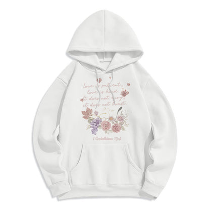 1 Corinthians 13:4 Love is Patient Fleece Lined Polyester Hoodie