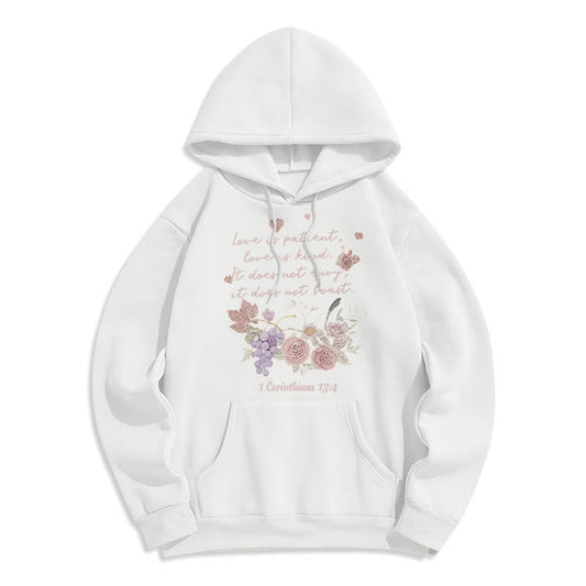 1 Corinthians 13:4 Love is Patient Fleece Lined Polyester Hoodie