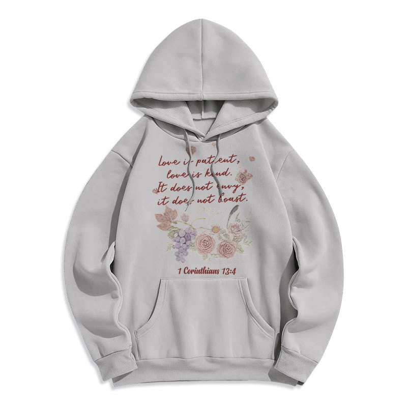 1 Corinthians 13:4 Love is Patient Fleece Lined Polyester Hoodie
