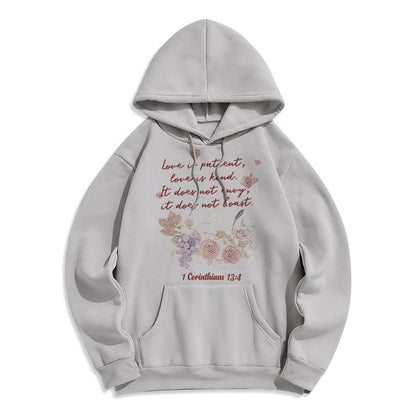 1 Corinthians 13:4 Love is Patient Fleece Lined Polyester Hoodie